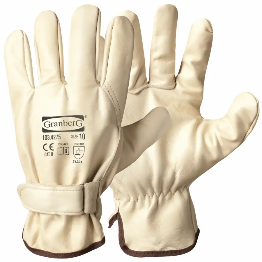 Tilsluttende læder arbejdshandske