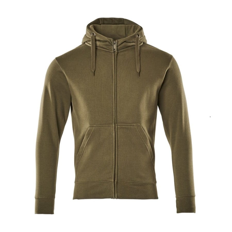 Hættetrøje med lynlås mosgrøn